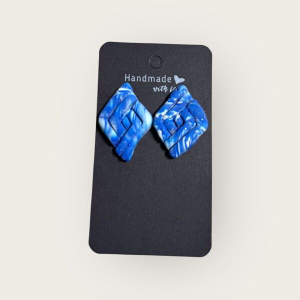 Blue Stud Earrings – Tidal Twist Marble Design