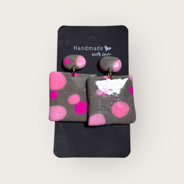 Pink Clay Earrings – Confetti Square Dangles