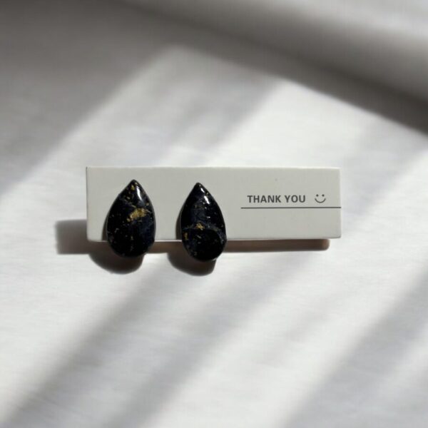 Black Stud Earrings – Midnight Gold Fleck Pair