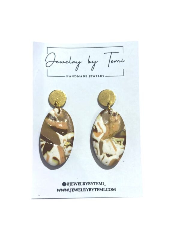 Marble Clay Drop Earrings | Handmade Oval Statement Pair